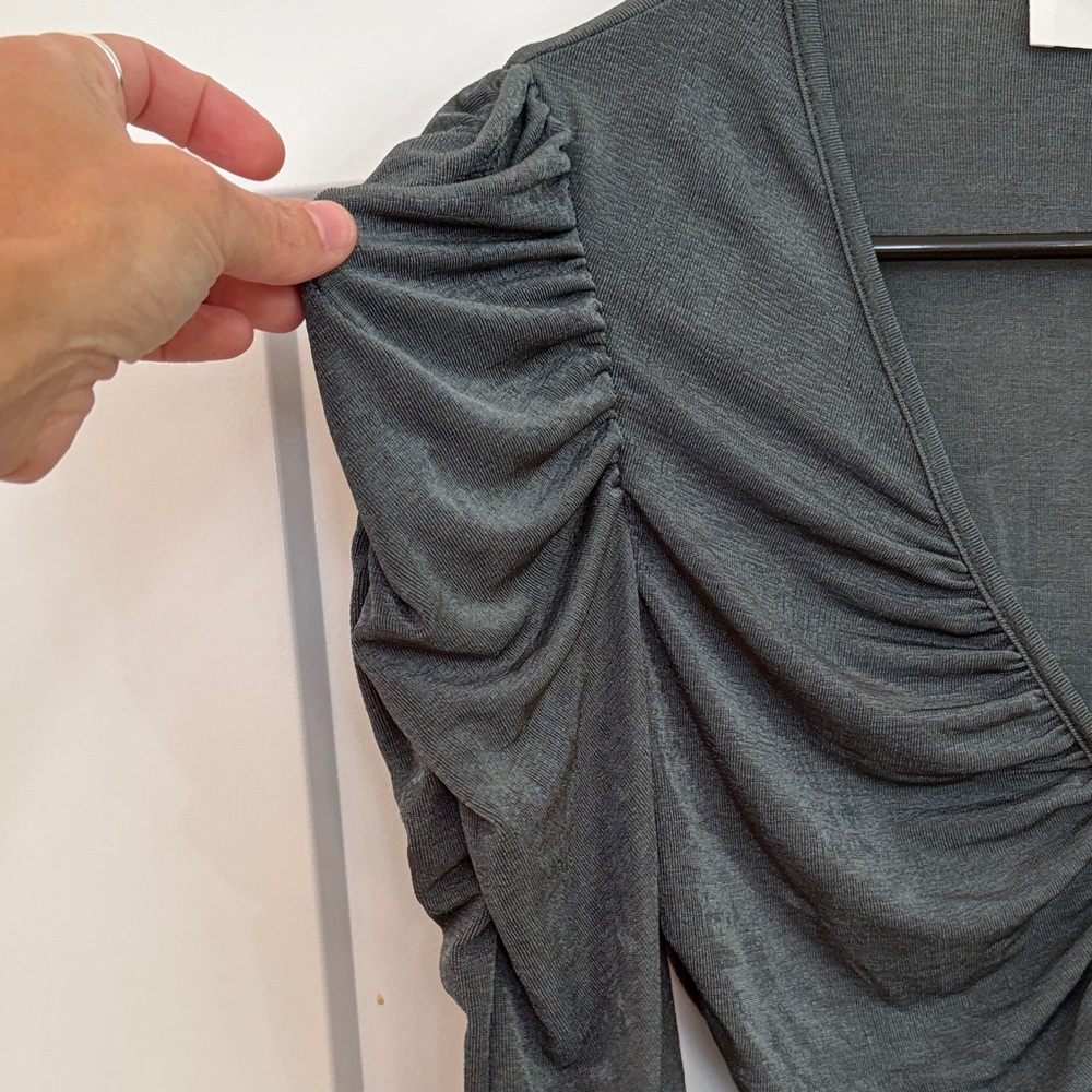ASTR Charcoal Ruched Blouse - Picture 4 of 10
